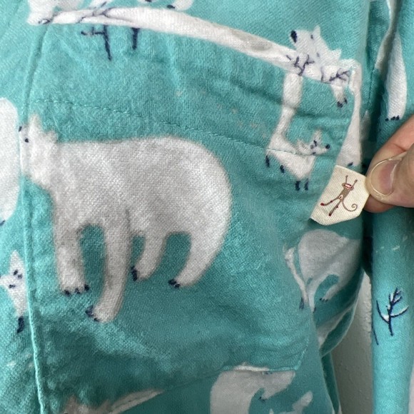 Munki Munki Pajama Top Women Small Sleep Button Up Long Sleeve Polar Bear Fleece - Picture 7 of 15